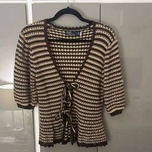 Polo by Ralph Lauren Brown and Cream Striped Cardigan